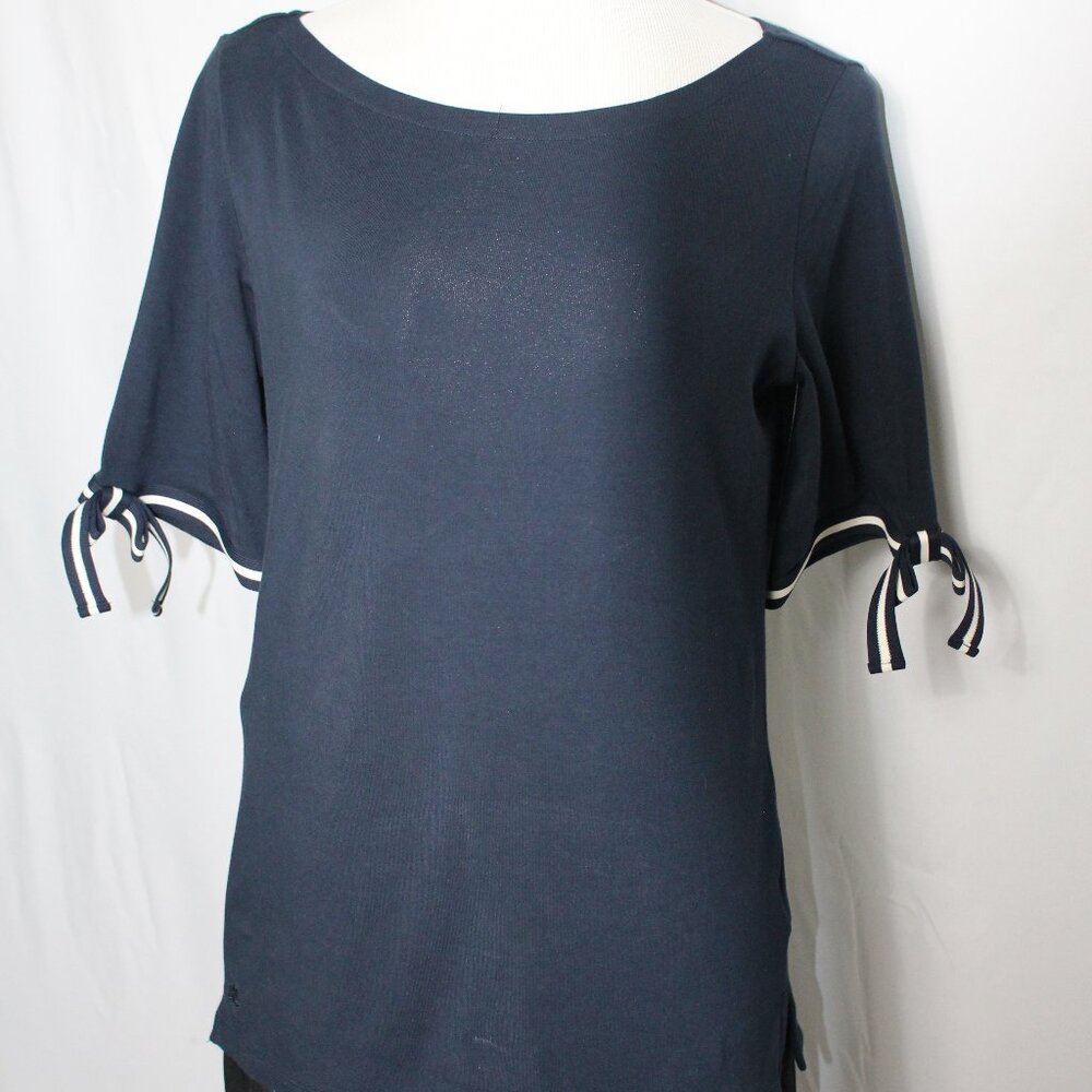 Ralph Lauren Navy Blue Top with Tie Sleeves Women's XL